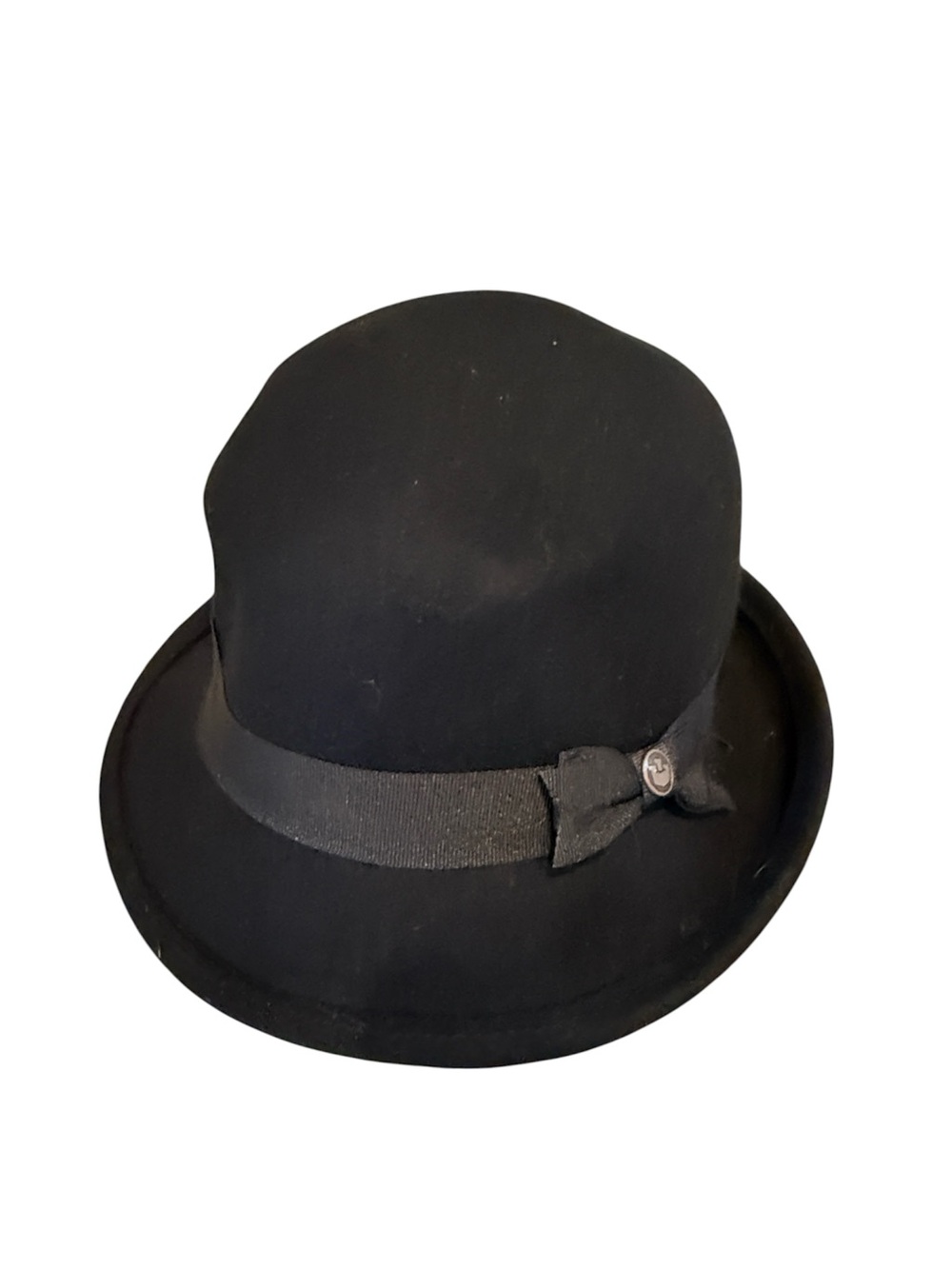 Goorin Bros 100% Wool Black Cloche Hat Medium Bow Ribbon 105-6769
